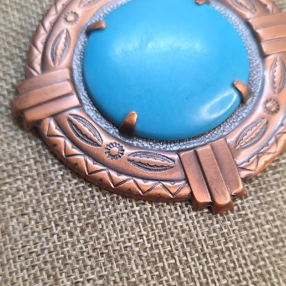 Solid Copper By Bell Trading Necklace Large Faux … - image 4